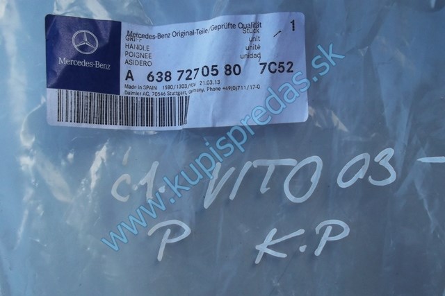 náhradné diely, pravá predná vnútorná kľučka, madlo na mercedes vito w168 