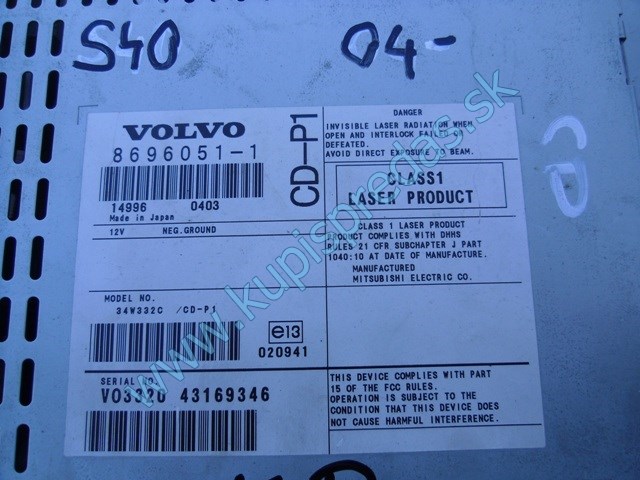 rádio na volvo s40, náhradné diely na volvo