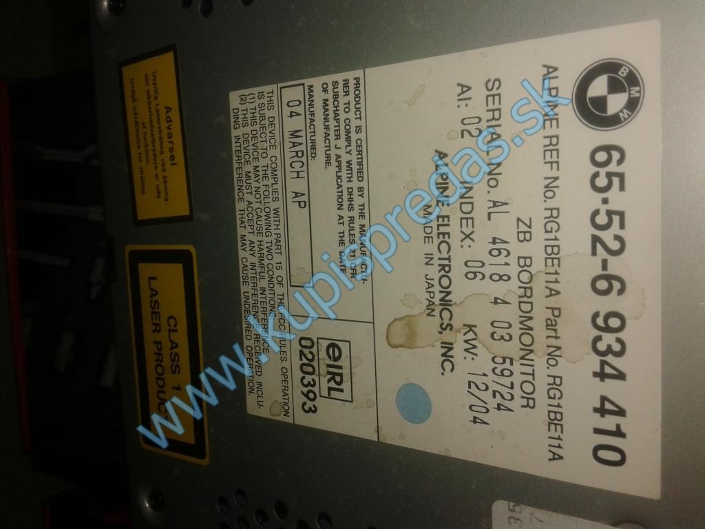 Monitor navigácie GPS BMW 3 E46  16:9 ALPINE