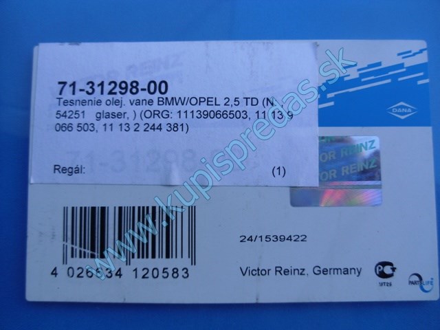 tesnenie na olejovú vaňu na opel omega B 2,5, autodiely na opel omega, 