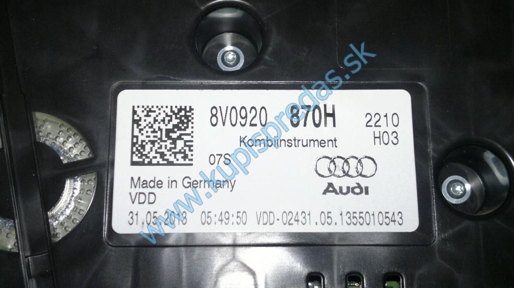 Prístrojový panel AUDI A3 8V CABRIO 2.0TDI 