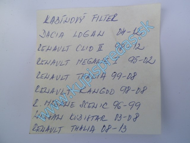 kabinový filter na daciu logan, autodiely na dacia logan, 