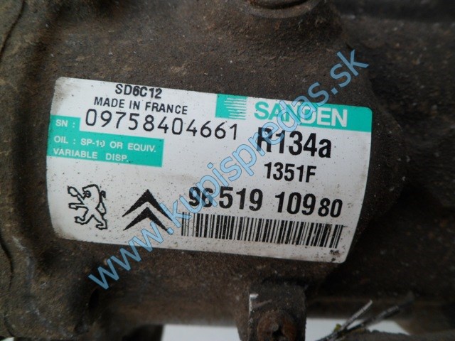 kompresor klimatizácie na peugeot 207 1,4i, 09758404661, 9651910980
