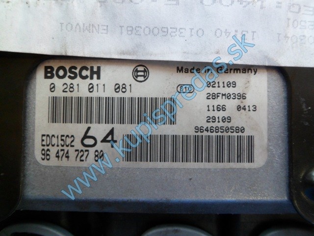 riadiaca jednotka na peugeot 307 2,0hdi, 0281011081, 9646850580