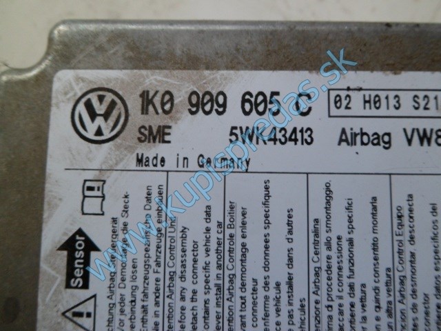 riadiaca jednotka airbagov na vw volkswagen golf 5, 1k0909605C