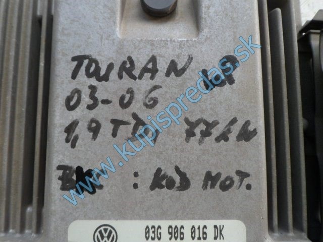 riadiaca jednotka motora na vw volkswagen touran 1,9tdi, 03G906016DK