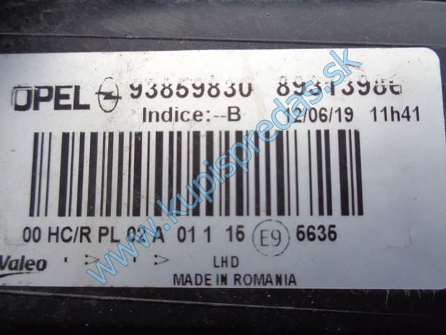 pravé predné svetlo na opel vivaro lift, 93859830