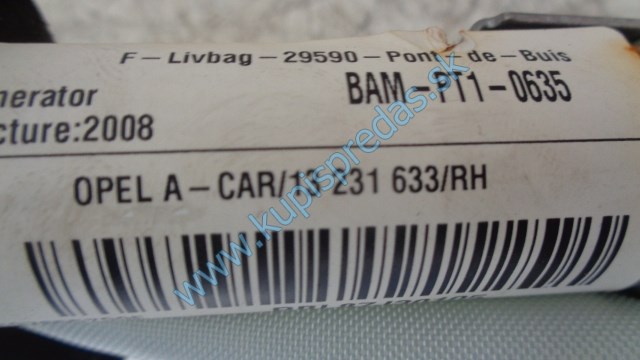 pravý strešný airbag na opel zafiru B, 13231633