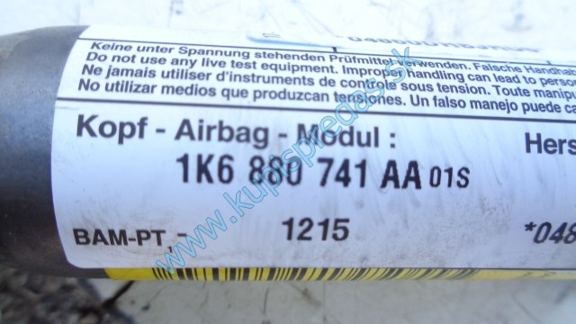 ľavý strešný airbag na vw volkswagen golf 5 , 1K6880741AA