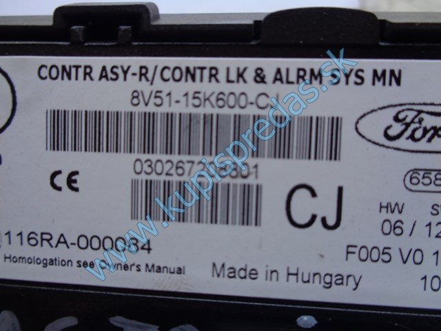 riadiaca jednotka komfortu na ford fiestu mk7, 8V51-15K600-CJ