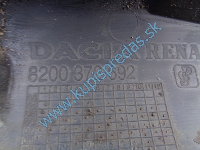 ľavý zadný kryt na podvozok na daciu duster, 8200372692