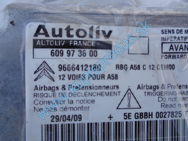 riadiaca jednotka airbagov na citroen c3 picasso, 9666412180