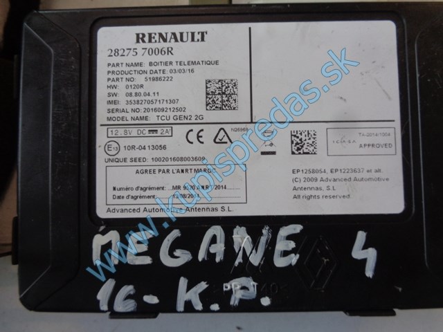 autorádio na renault megane IV, displej, 281157873R