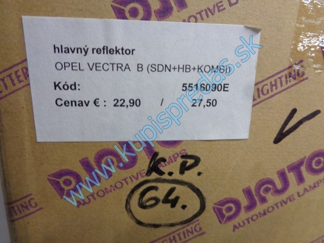 ľavé predné svetlo na opel vectru B, 96-, 5516090-E