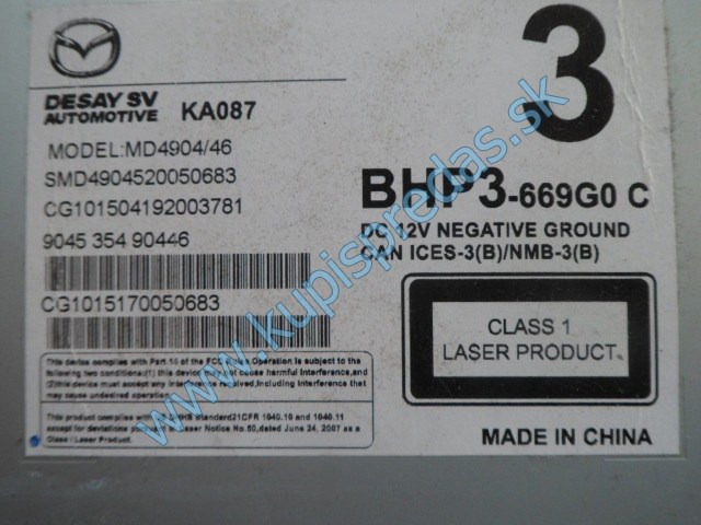 cd prehrávač na mazdu 3 HB, BHP3-669G0, bhp3-669go, 