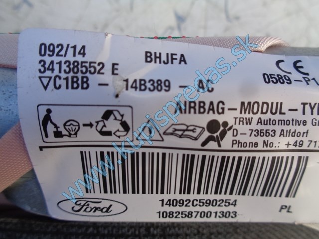 pravý strešný airbag na ford fiestu mk7, C1BB-14B389-AC