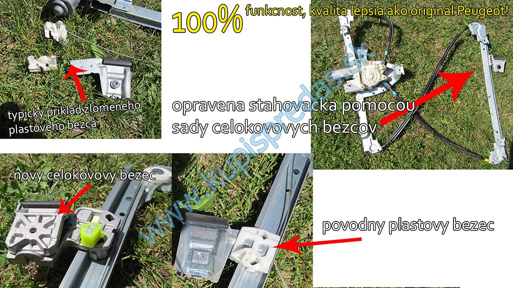 mechanizmus ovladania okna, repas sada PEUGEOT 607