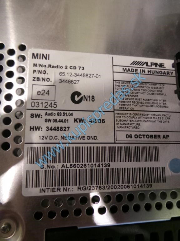 Prístrojový panel + CD MINI COOPER 1.6