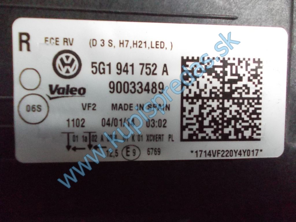 Predné pravé BI-XENON svetlo VW GOLF 7 GTI R-Line