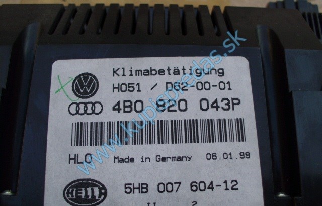 Ovládací panel klímatizácie Audi A6 C5  