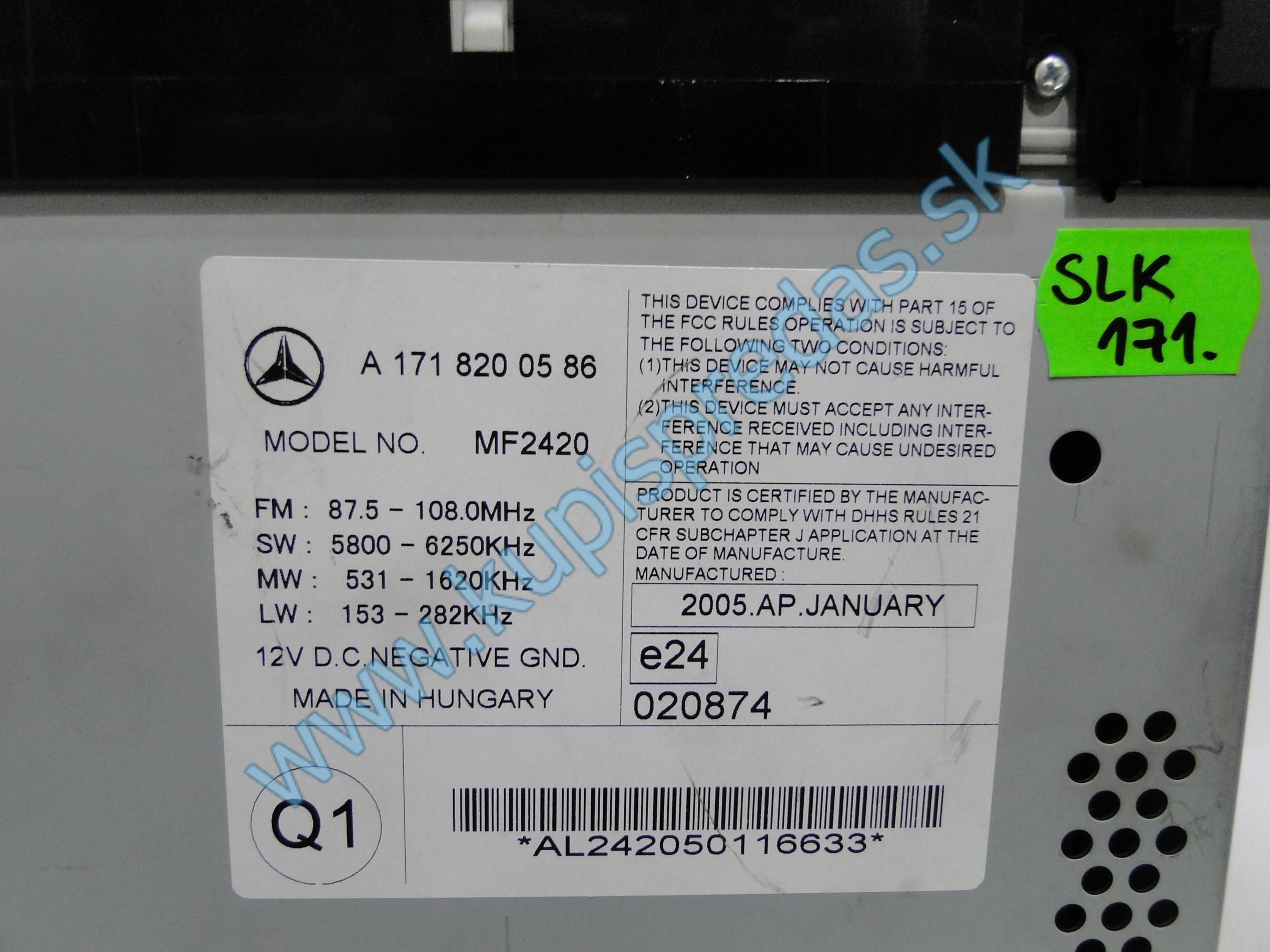 Radio+CD MERCEDES SLK W171 