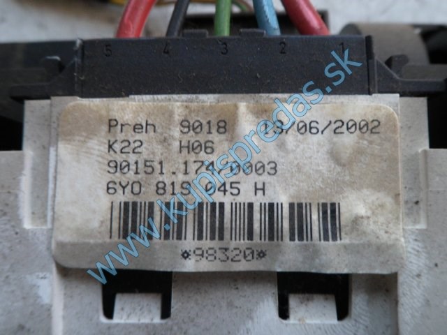 panel na ovládanie kúrenia na škodu fábiu 1 , 6Y0819045H